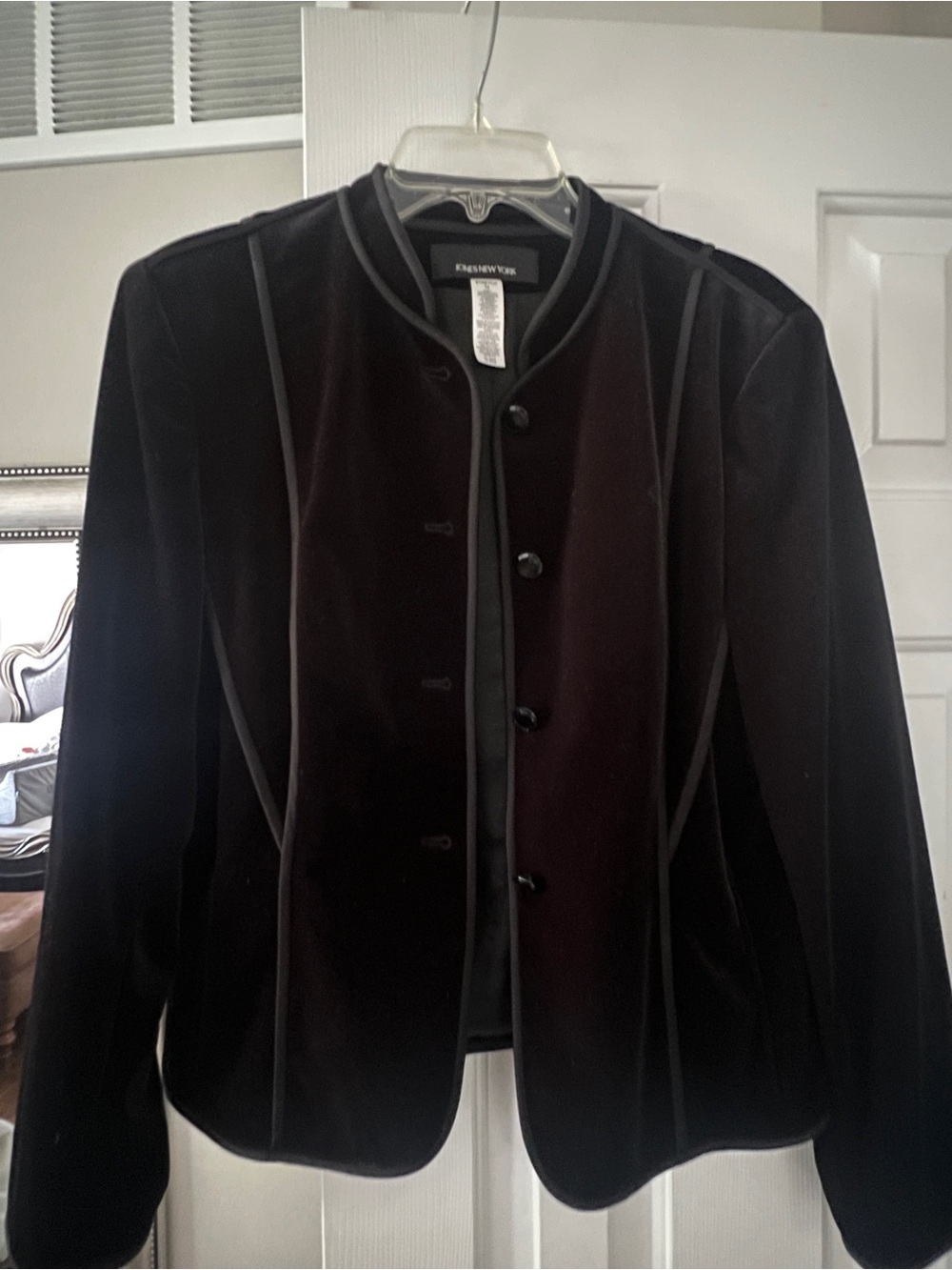 Black Velvet Button-Front Jacket